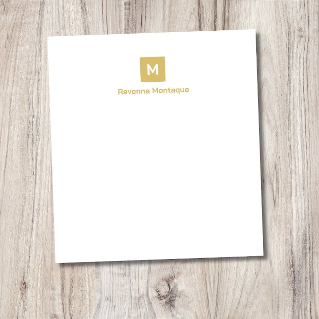 Guld Modern Chic Trendig Monogram Namn Pappersvaro Anteckningsblock (Skapare uppladdad)