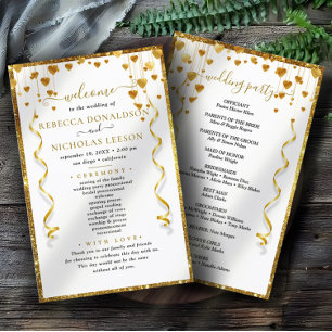 Guld Modern Elegant Calligraphy Bröllopsprogram
