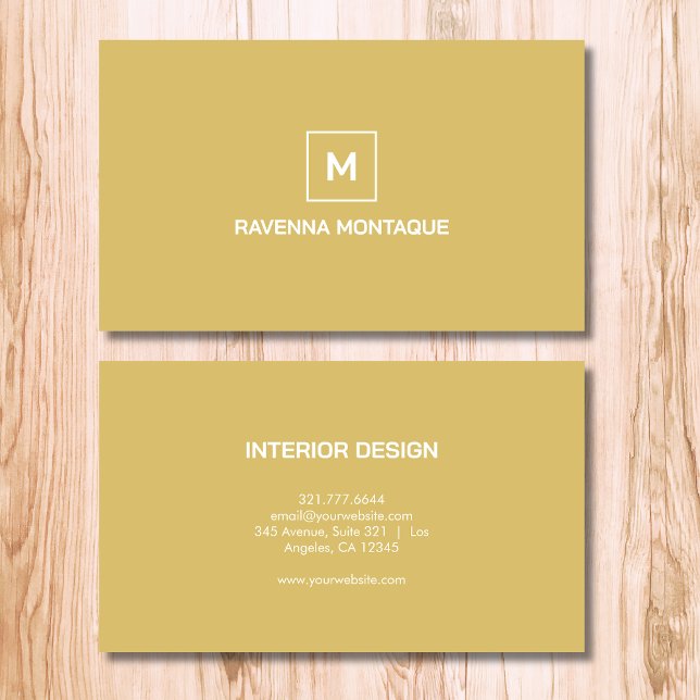 Guld Modern Elegant Enkel Monogram Namn Visitkort (Skapare uppladdad)