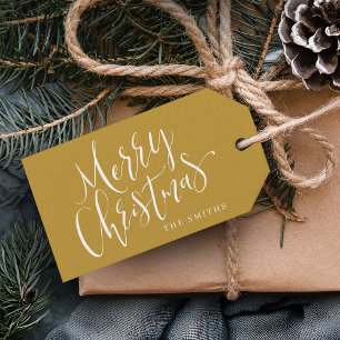 Guld Modern enkel calligrafi God jul Presentetikett