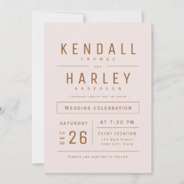 Guld Modern enkel typografi - foto Bröllop Inbjudningar