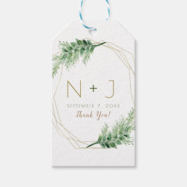 Guld Modern Glam Geometrisk Botanisk Bröllop Presentetikett