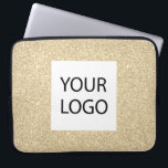 Guld Modern Glitter - Anpassningsbar Logotyp för f Laptop Fodral<br><div class="desc">Guld Modern och Professionell Faux Glitter och Gnistra Elegant Anpassningsbar Logotyp Promotional Corporate Bag eller Sleeve Promotional Fodral för en skönhetsindustrigåva. Det här fodral kan anpassas så att det omfattar företagets eller företagets logotyp.</div>