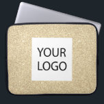 Guld Modern Glitter - Anpassningsbar Logotyp för f Laptop Fodral<br><div class="desc">Guld Modern och Professionell Faux Glitter och Gnistra Elegant Anpassningsbar Logotyp Promotional Corporate Bag eller Sleeve Promotional Fodral för en skönhetsindustrigåva. Det här fodral kan anpassas så att det omfattar företagets eller företagets logotyp.</div>
