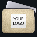Guld Modern Glitter - Anpassningsbar Logotyp för f Laptop Fodral<br><div class="desc">Guld Modern och Professionell Faux Glitter och Gnistra Elegant Anpassningsbar Logotyp Promotional Corporate Bag eller Sleeve Promotional Fodral för en skönhetsindustrigåva. Det här fodral kan anpassas så att det omfattar företagets eller företagets logotyp.</div>