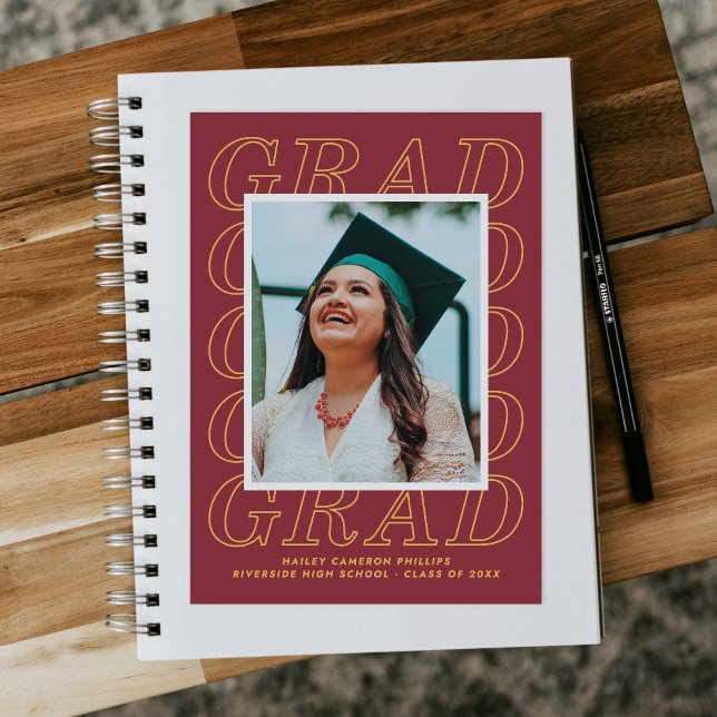 Guld Modern Grad Typography Studenten-fotokort Inbjudningar (Skapare uppladdad)