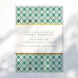 Guld Modern Grönt St. Patrick's Day Baby Shower Inbjudningar