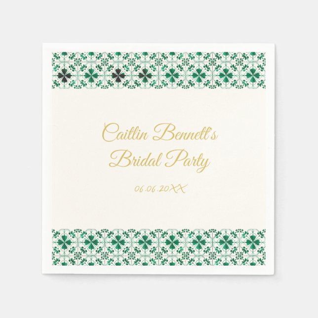 Guld Modern Grönt St. Patrick's Day Baby Shower Pappersservett (Framsidan)