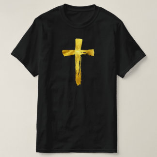 Guld Modern Kor - Crucifixen för den kristna Relig T Shirt