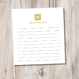 Guld Modern Linje Chic Trendig Monogram Anteckningsblock