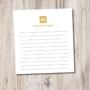 Guld Modern Linje Chic Trendig Monogram Anteckningsblock