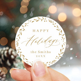 Guld Modern manus Glad helg Gift Runt Klistermärke