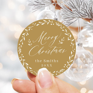 Guld Modern manus God jul Helgdag Gift Runt Klistermärke
