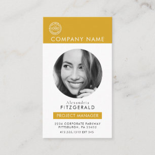 Guld Modern Photo Black White QR-kod Visitkort