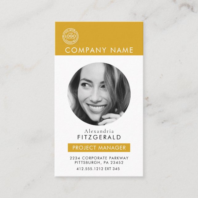 Guld | Modern Photo Black White QR-kod Visitkort (Framsida)