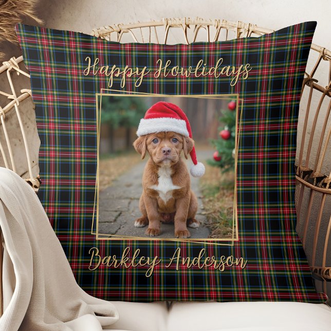Guld Modern Photo Pet Hund, julklapp, Anpassningsb Kudde (Skapare uppladdad)