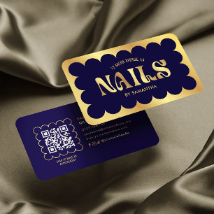 Guld Modern QR-kod för hantering av Nagel Salon Visitkort