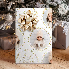 Guld Modern Script God Jul Familj 6 foto Presentpapper