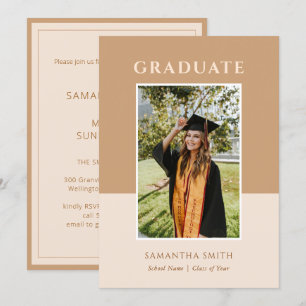 Guld Modern Simple Typography Photo Studenten Inbjudningar