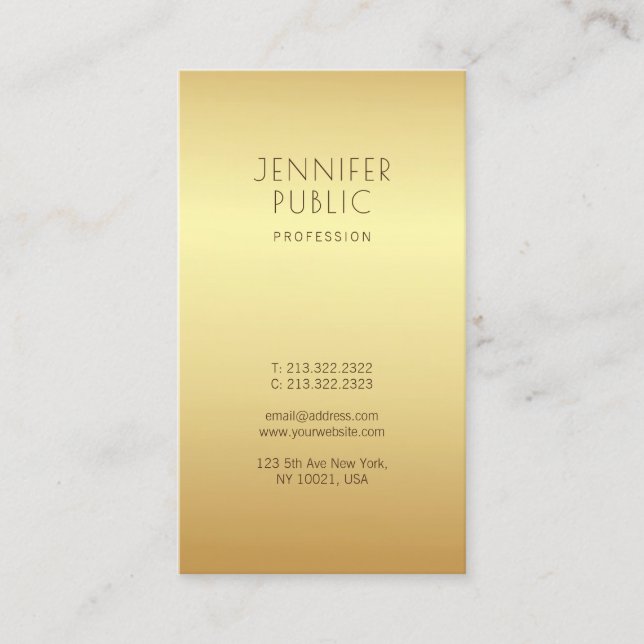 Guld Modern Trendig Vacker Glamour Unik Visitkort (Framsida)
