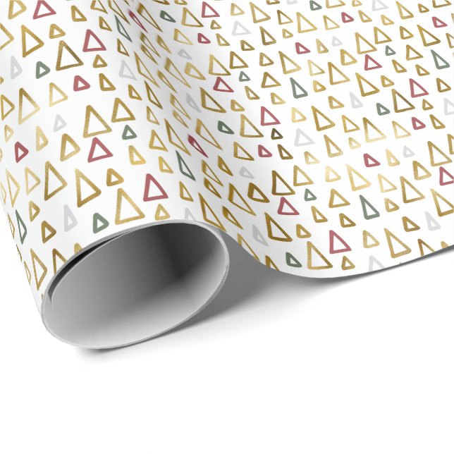 Guld Moderna Jul Små Träd Present Presentpapper (Rullad Hörn)