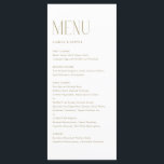 Guld moderna minimalistiska typografi Bröllop Meny<br><div class="desc">Anpassadets menykort med modern typografi. Anpassa genom att lägga till datum och måltider. Det här minimalistiska menykortet i guld är perfekt för bröllop,  babyduschar,  möhippor,  födelsedagar och mycket annat.</div>