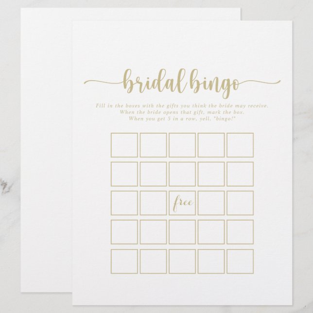 Guld-Möhippan för minimal kalligrafi, Bingo-spel (Fram/baksida)
