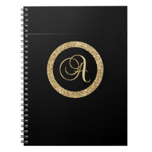 Guld monogram A Black-Black, Anteckningsbok