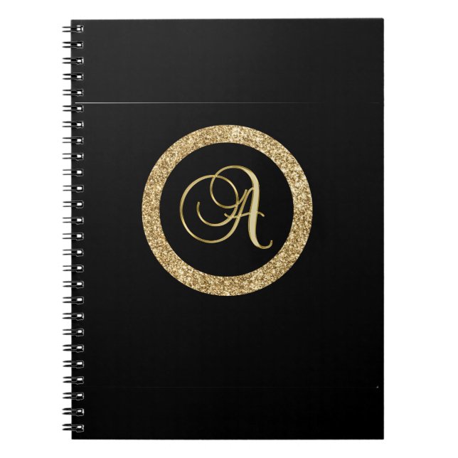 Guld monogram A Black-Black, Anteckningsbok (Framsidan)