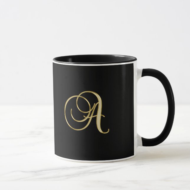 Guld monogram A Black-Black, Mugg (Höger)
