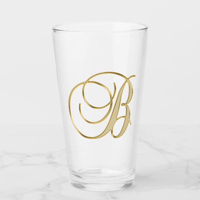 Guld Monogram B-glas Glaskopp (Framsida)
