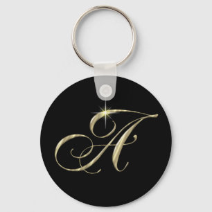 Guld Monogram Brev A Nyckelring