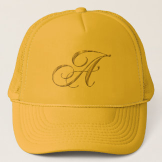 Guld Monogram Brev A Truckerkeps