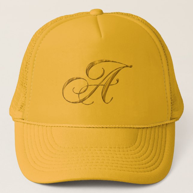 Guld Monogram Brev A Truckerkeps (Framsida)