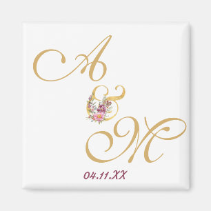 Guld MONOGRAM brev BRÖLLOP PERSONLIG Magnet