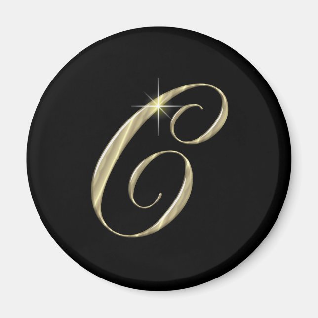 Guld Monogram Brev C Initialer Magnet (Framsidan)