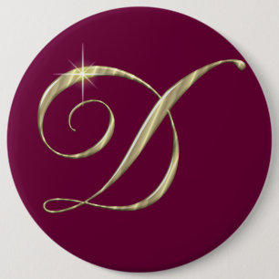 Guld Monogram Brev D Initialer Knapp