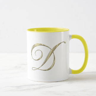 Guld Monogram Brev D Initialer Mugg