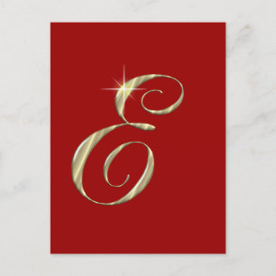 Guld Monogram Brev E Initial Vykort