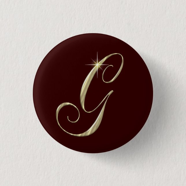 Guld Monogram Brev G Initialer Knapp (Framsida)