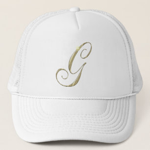 Guld Monogram Brev G Initialer Truckerkeps
