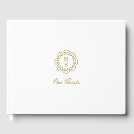 Guld Monogram Bröllop Gästböcker