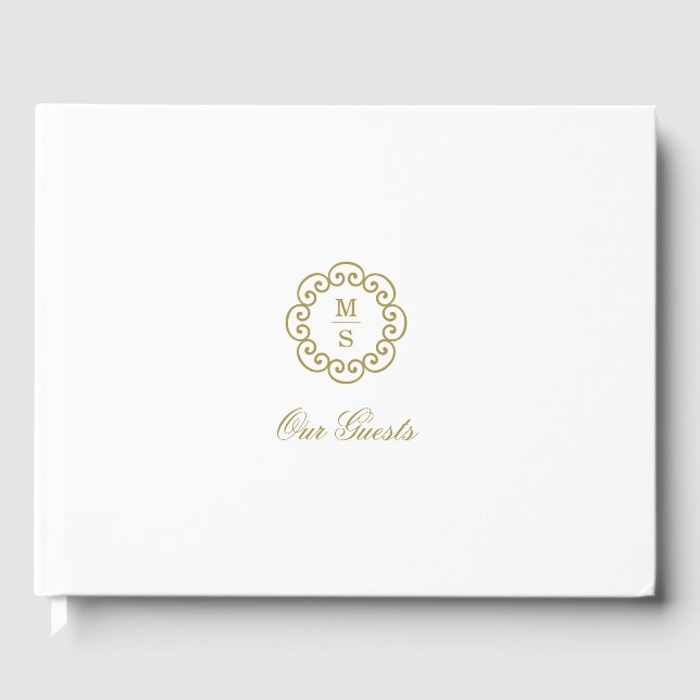 Guld Monogram Bröllop Gästböcker (Framsida)