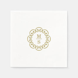Guld Monogram Bröllop Pappersservett
