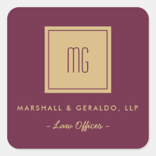 Guld Monogram Business Stickers Fyrkantigt Klistermärke