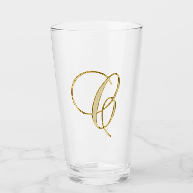 Guld Monogram C, Brev C-glas Glaskopp (Framsida)
