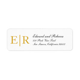 Guld Monogram Calligraphy Bröllop Returadress Returadress Etikett