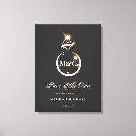 Guld Monogram Diamond Bröllop spara datum Canvastryck