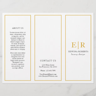 Guld Monogram Elegant Business Trifold Brochure