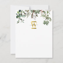 Guld Monogram Elegant Eucalyptus Grey & Birds